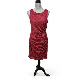 Adrianna Papell Red Lace Pencil Sleevless Dress medium (med) size 10